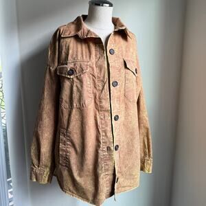 Zenana 100% Cotton Button Up Shacket Brown Utility Pockets Women’s Small